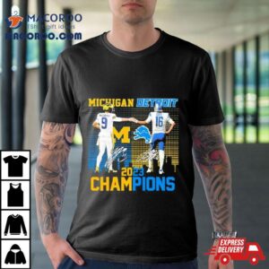 J J Mccarthy And Jared Goff Michigan Wolverines And Detroit Lions Champions Signatures Tshirt