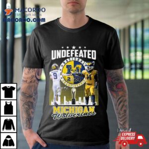 J J Mccarthy And Mascot Undefeated National Champions Michigan Wolverines Signature Tshirt