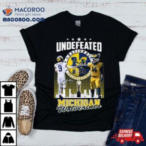 J J Mccarthy And Mascot Undefeated National Champions Michigan Wolverines Signature Tshirt