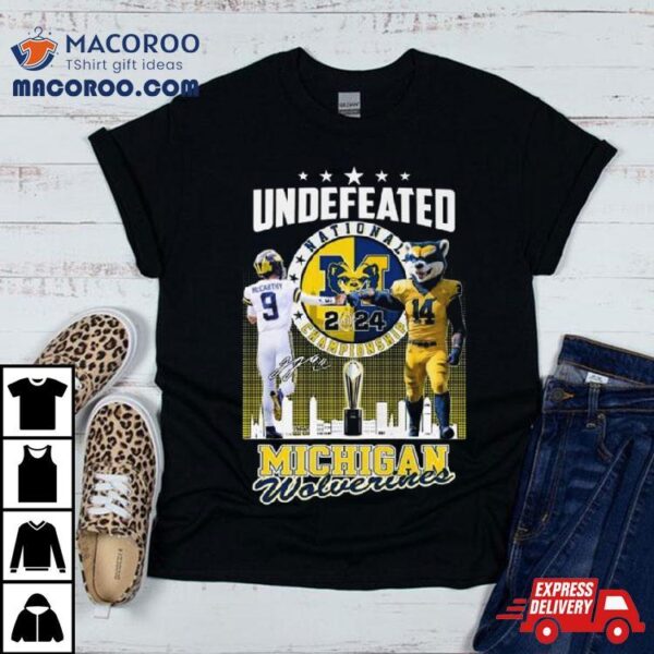 J.j. Mccarthy And Mascot Undefeated National Champions Michigan Wolverines Signature Shirt