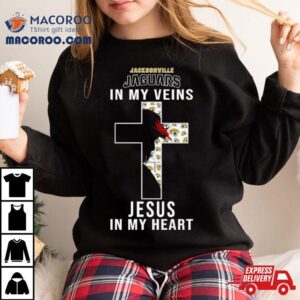 Jacksonville Jaguars Nfl In My Veins Jesus In My Heart Cross Tshirt