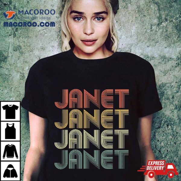 Janet Retro Personalized First Name 1970s Vintage Shirt