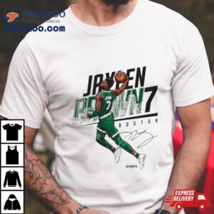 Jaylen Brown Boston Celtics Cartoon Signature Tshirt