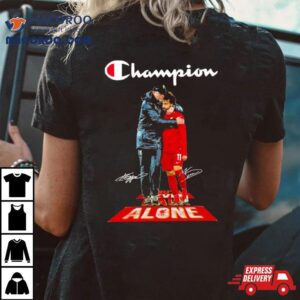 Jrgen Klopp And Mohamed Salah Liverpool Fc You Ll Never Walk Alone Champions Signatures Tshirt