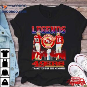 Legend 80 Jerry Rice And 16 Joe Montana San Francisco 49ers Thank You For The Memories Signatures Shirt