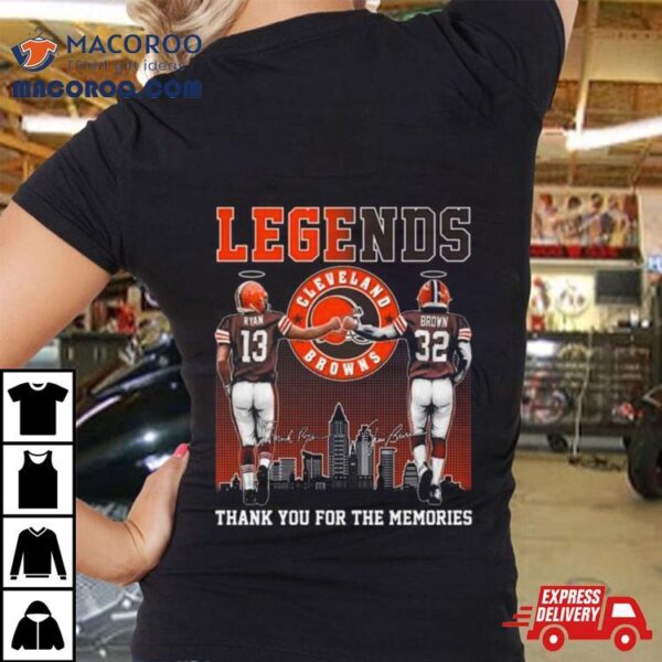 Legends Frank Ryan And Jim Brown Cleveland Browns Thank You For The Memories Signatures Shirt