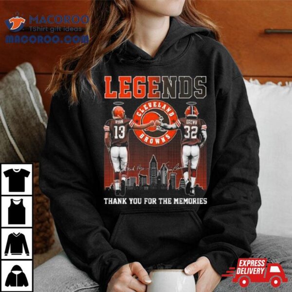 Legends Frank Ryan And Jim Brown Cleveland Browns Thank You For The Memories Signatures Shirt