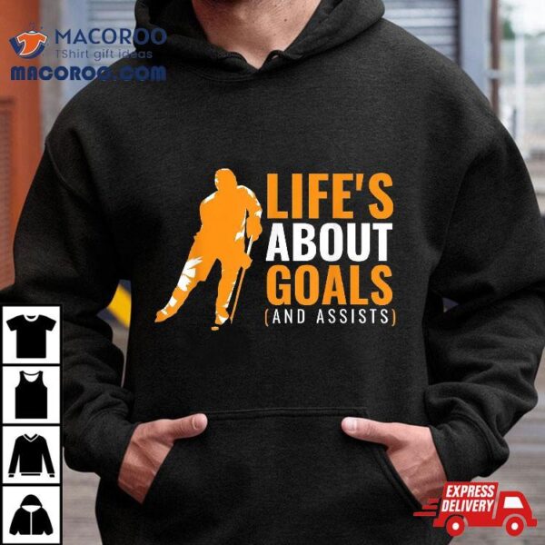 Life’s About Goals Ice Hockey Shirt For Boys