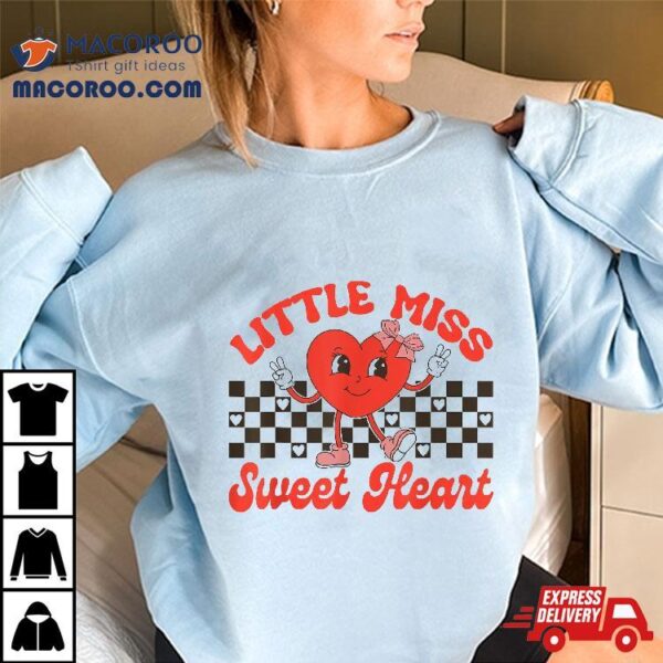 Little Miss Sweet Heart Valentines Day Shirts For Girls Kids Shirt