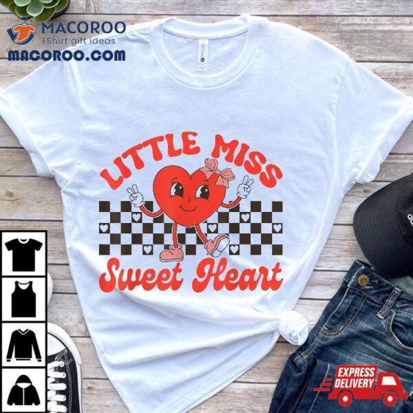 Little Miss Sweet Heart Valentines Day Shirts For Girls Kids Shirt