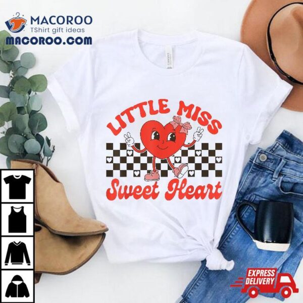 Little Miss Sweet Heart Valentines Day Shirts For Girls Kids Shirt