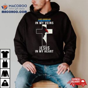 Los Angeles Chargers Nfl In My Veins Jesus In My Heart Cross Tshirt