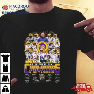 Lsu Tigers Football Team Reliaquest Bowl Champions Signatures Tshirt