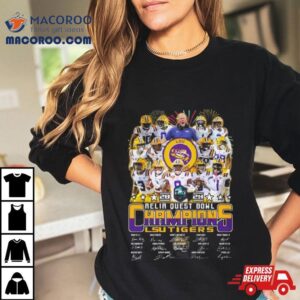 Lsu Tigers Football Team Reliaquest Bowl Champions Signatures Tshirt