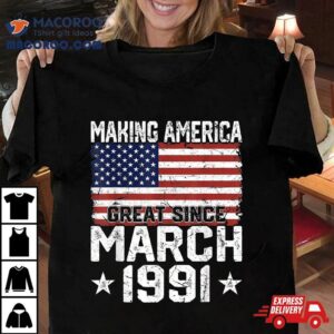 March American Flag Th Birthday Gifts Years Old Tshirt