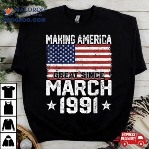 March American Flag Th Birthday Gifts Years Old Tshirt