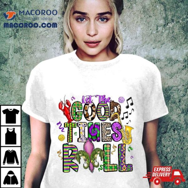 Mardi Gras Let The Good Times Roll Alligator Fleur De Lis Shirt