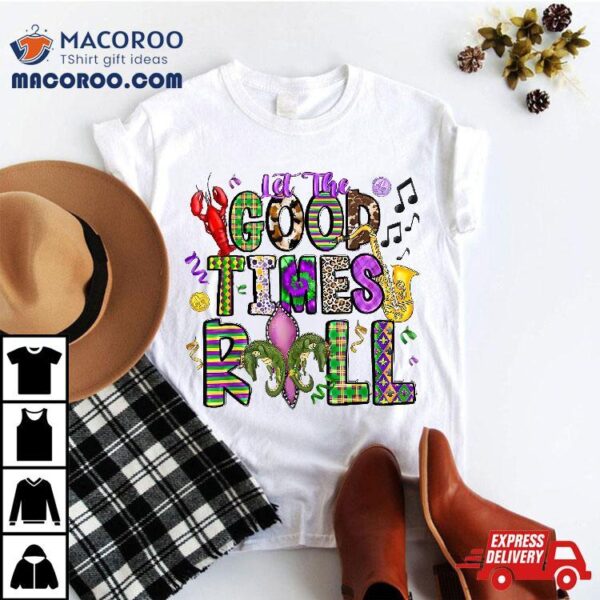 Mardi Gras Let The Good Times Roll Alligator Fleur De Lis Shirt