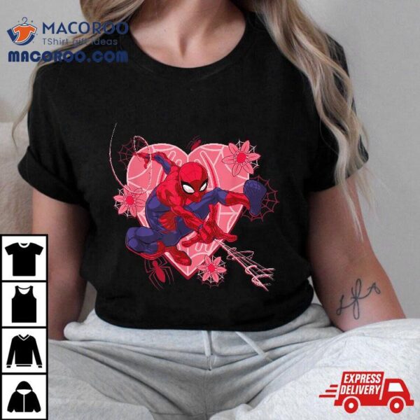 Marvel Spider-man Hearts And Flowers Valentine’s Day Shirt