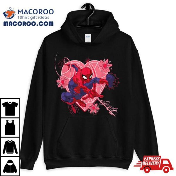 Marvel Spider-man Hearts And Flowers Valentine’s Day Shirt