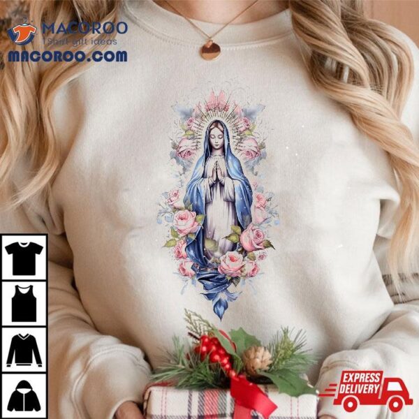 Mary Mother Of God Heart Virgin Classic Catholic Tee Shirt