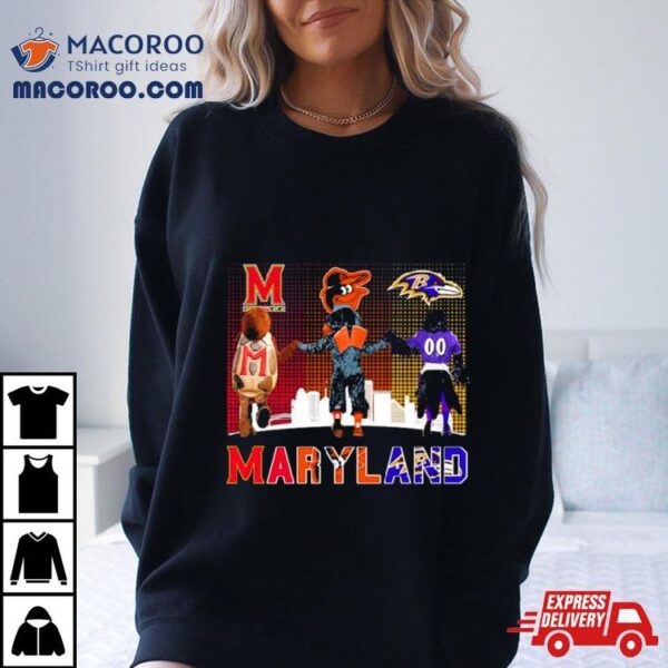 Maryland Sports Teams Mascots Maryland Terrapins, Baltimore Orioles And Baltimore Ravens Champions Shirt