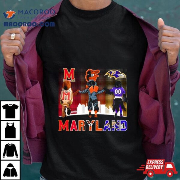 Maryland Sports Teams Mascots Maryland Terrapins, Baltimore Orioles And Baltimore Ravens Champions Shirt