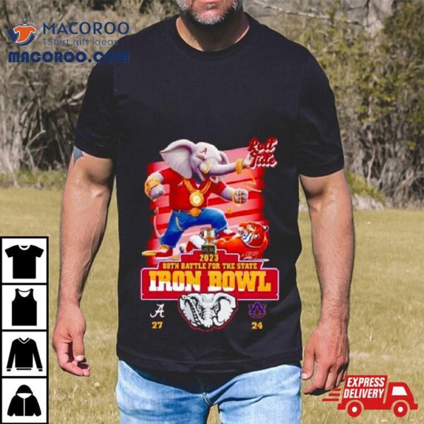 Mascot 2023 88th Battle For The State Iron Bowl Alabama Crimson Tide 27 24 Auburn Tigers T Shirt