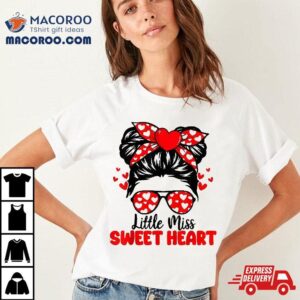 Messy Bun Sweet Heart Valentines Day For Girls Toddler Kids Shirt