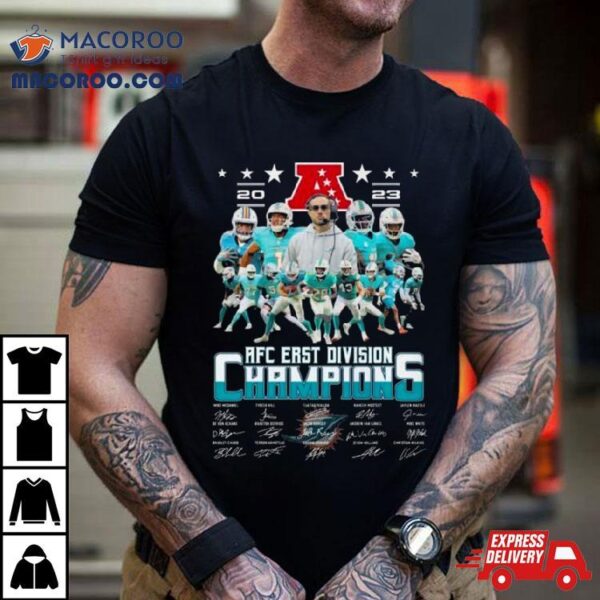Miami Dolphins Football 2023 Afc East Division Champions Signatures Shirt