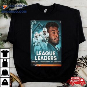 Miami Dolphins League Leaders With Tyreek Hill Raheem Mostert And Tua Tagovailoa Tshirt