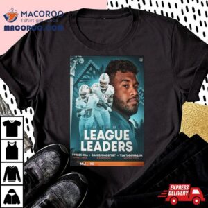 Miami Dolphins League Leaders With Tyreek Hill Raheem Mostert And Tua Tagovailoa Tshirt