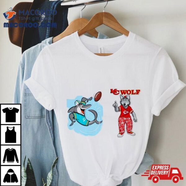 Miami Dolphins Vs Kansas City Chiefs Nfl 2024 Mascot Cartoon Football Shirt