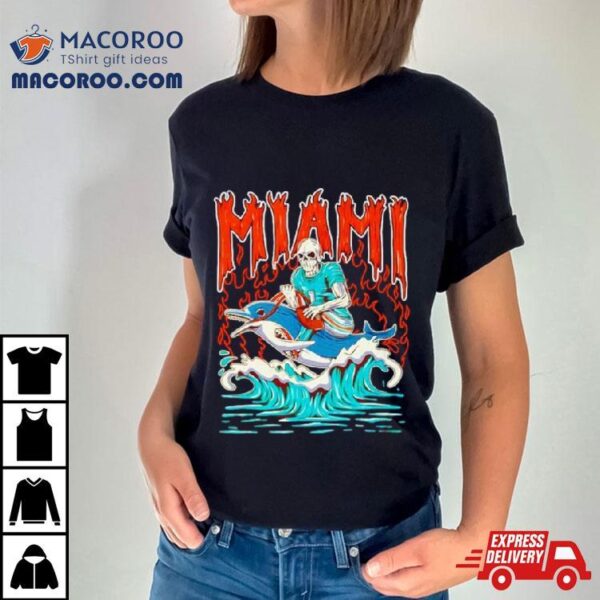 Miami Skeleton Riding Dolphin Shirt