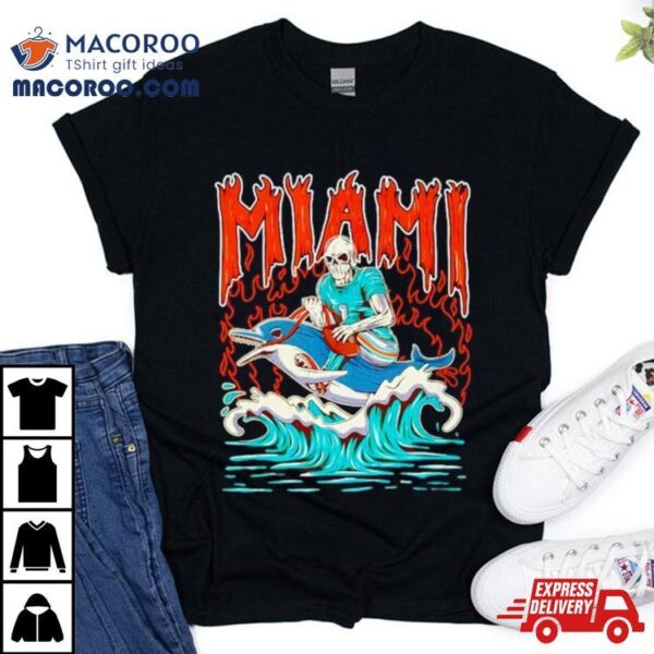 Miami Skeleton Riding Dolphin Shirt