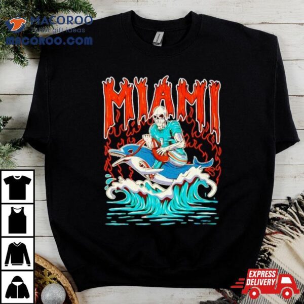 Miami Skeleton Riding Dolphin Shirt