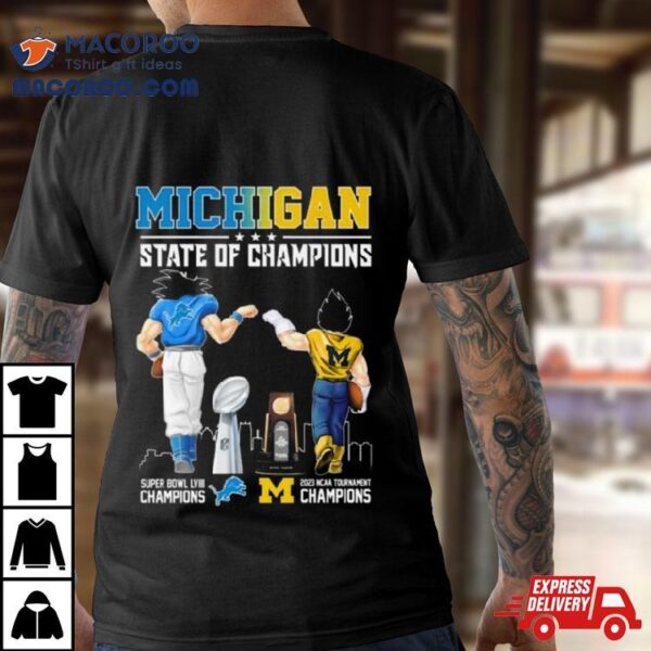 Michigan State Of Champions Michigan Detroit Lions And Michigan Wolverines Shirt