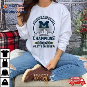 Michigan Wolverines Champions Let S Go Blue Gold Logo Skyline Tshirt