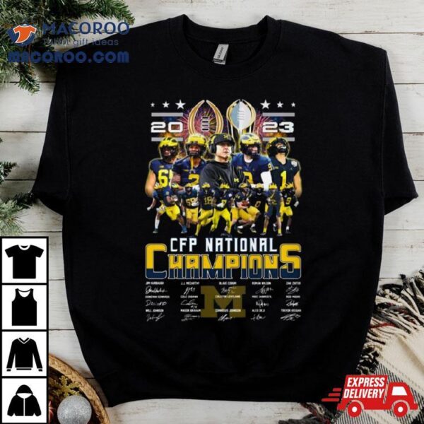 Michigan Wolverines 2023 College Football Playoff National Champions Signatures Shirt