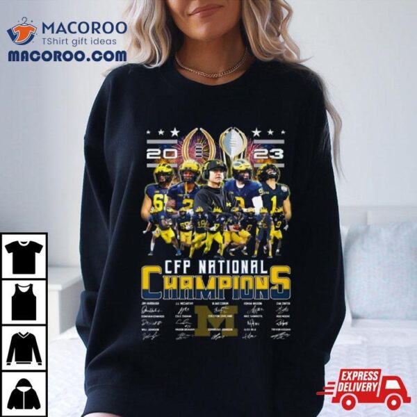 Michigan Wolverines 2023 College Football Playoff National Champions Signatures Shirt