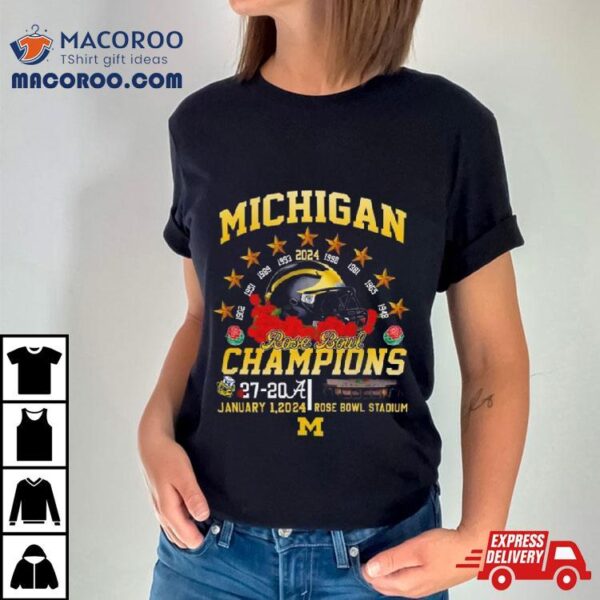 Michigan Wolverines 9 Time Rose Bowl Champions 2024 T Shirt