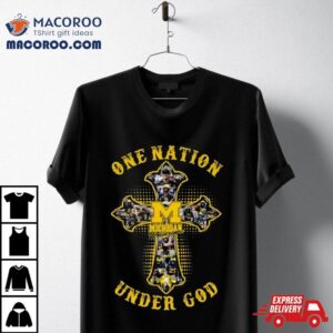 Michigan Wolverines Cross One Nation Under God Signatures Tshirt