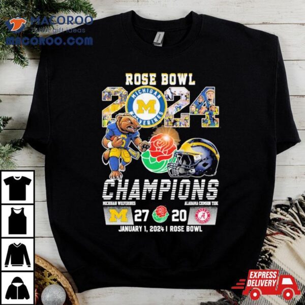 Michigan Wolverines Football 2023 Rose Bowl Champions Victory Alabama 27 20 Shirt