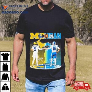 Michigan Wolverines Mccarthy And Detroit Lions Goff Season Champions Signatures Tshirt