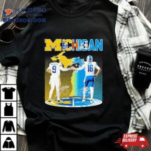 Michigan Wolverines Mccarthy And Detroit Lions Goff Season Champions Signatures Tshirt