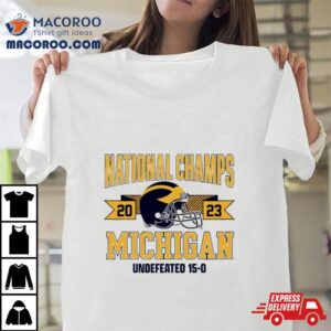 Michigan Wolverines National Champions Arched Helmet Undefeated Tshirt