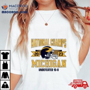 Michigan Wolverines National Champions Arched Helmet Undefeated Tshirt