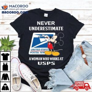 Mickey Mouse Never Underestimate A Woman Who Works At Usps Logo Tshirt