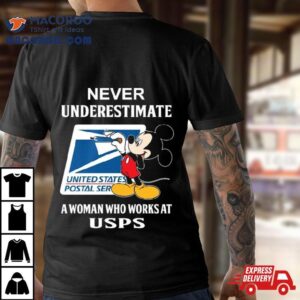 Mickey Mouse Never Underestimate A Woman Who Works At Usps Logo 2024 T Shirt