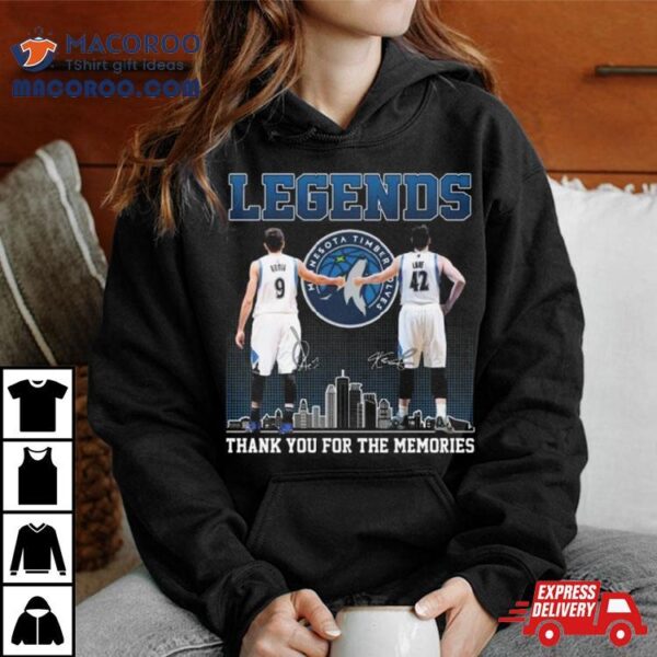 Minnesota Timberwolves Legends Ricky Rubio And Kevin Love Thank You For The Memories Signatures Shirt